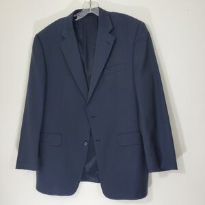 Burberrys 100% Wool Navy Striped Suit Jacket, Size 43 Regular